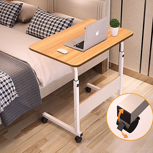Laptoptisch 90cm Betttisch Notebooktisch Pflegetisch mit Rollen Höhenverstellbar