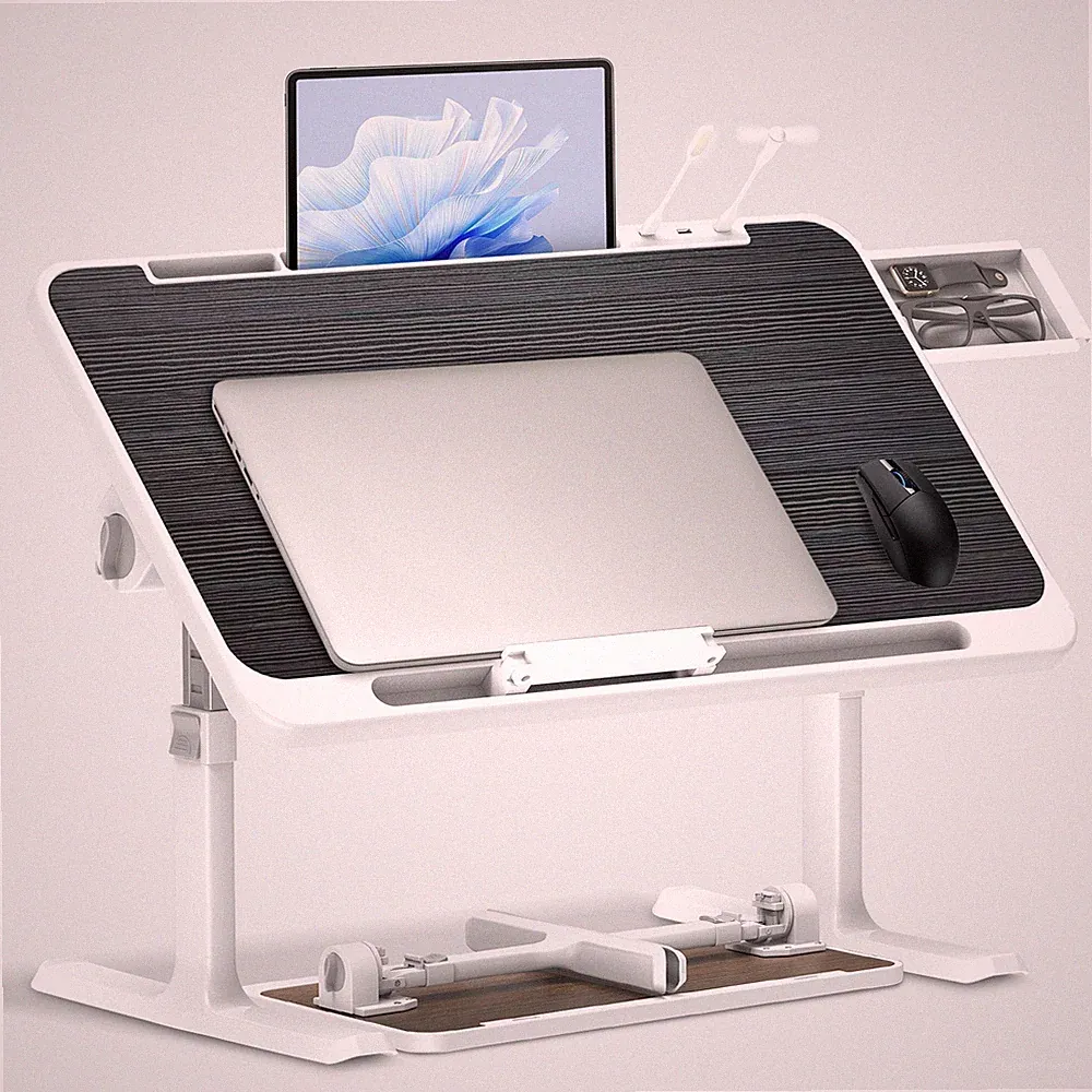 Laptoptisch，Betttisch Klappbar，Höhenverstellbar，4 Einstellbare Winkel，Tisch Bett