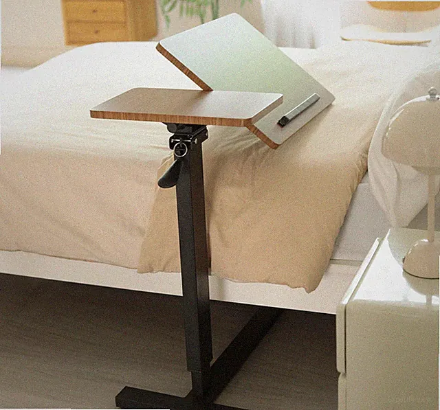 Laptoptisch Betttisch Notebooktisch Pflegetisch mit Rollen Höhenverstellbar Holz