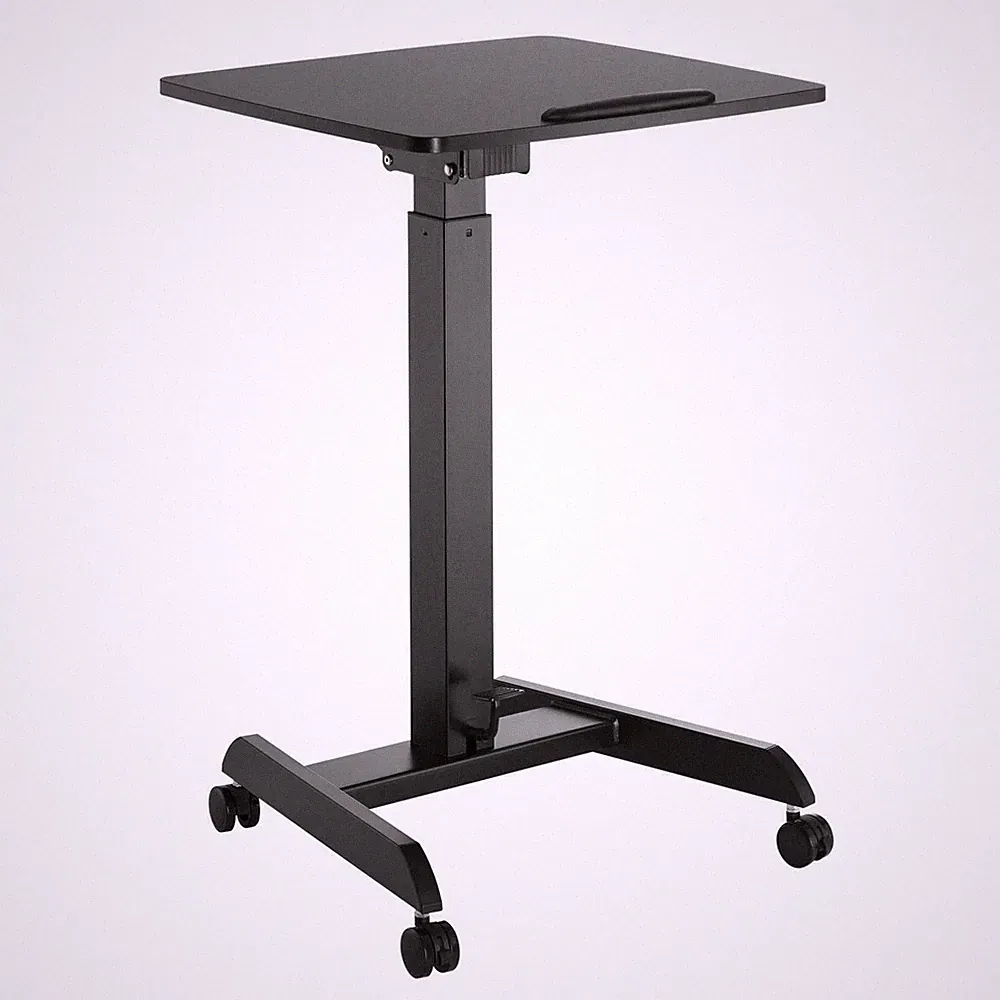 Laptoptisch mit Rollen Schreibtisch Schwarz Fußpedal Höhenverstellbar
