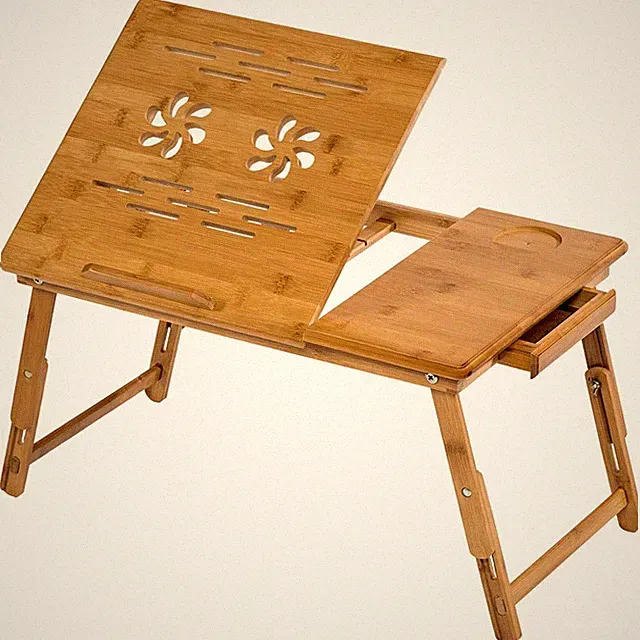 Laptoptisch Notebooktisch Betttisch Holz Faltbar Notebook neigbar + Schublade