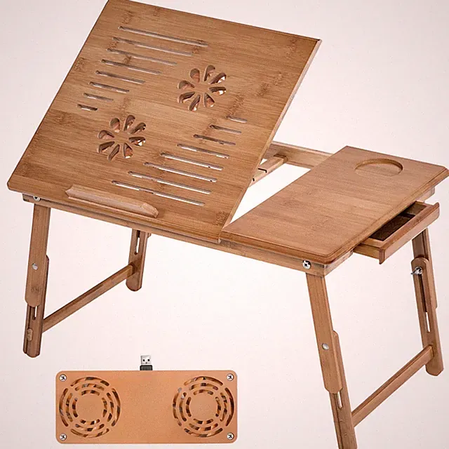Laptoptisch Notebooktisch Betttisch Holz Faltbar Notebook neigbar + USB Lüfter