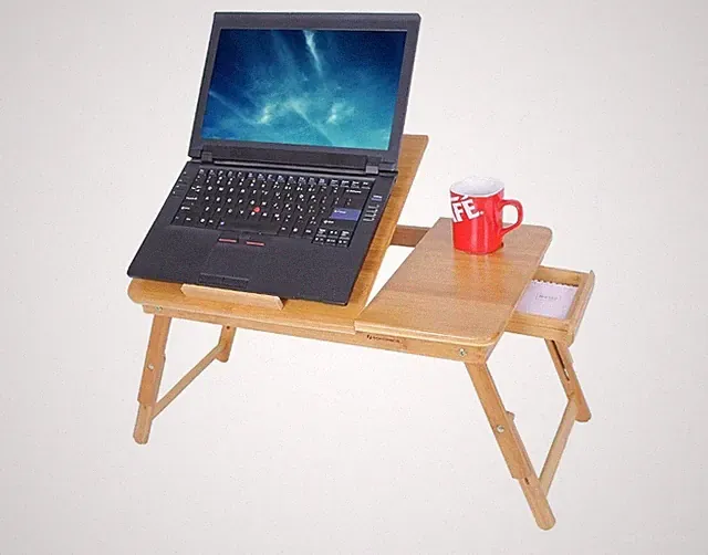 Laptoptisch, Notebooktisch, Betttisch, Klapptisch, Lüftungslöcher, Bambus