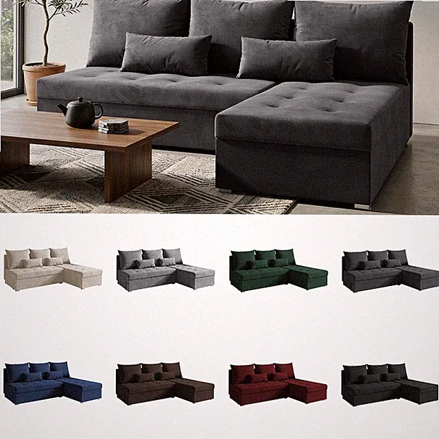 Lavero Ecksofa L-Form mit Schlaffunktion - 2 Bettkästen - Schlafcouch - Eckcouch