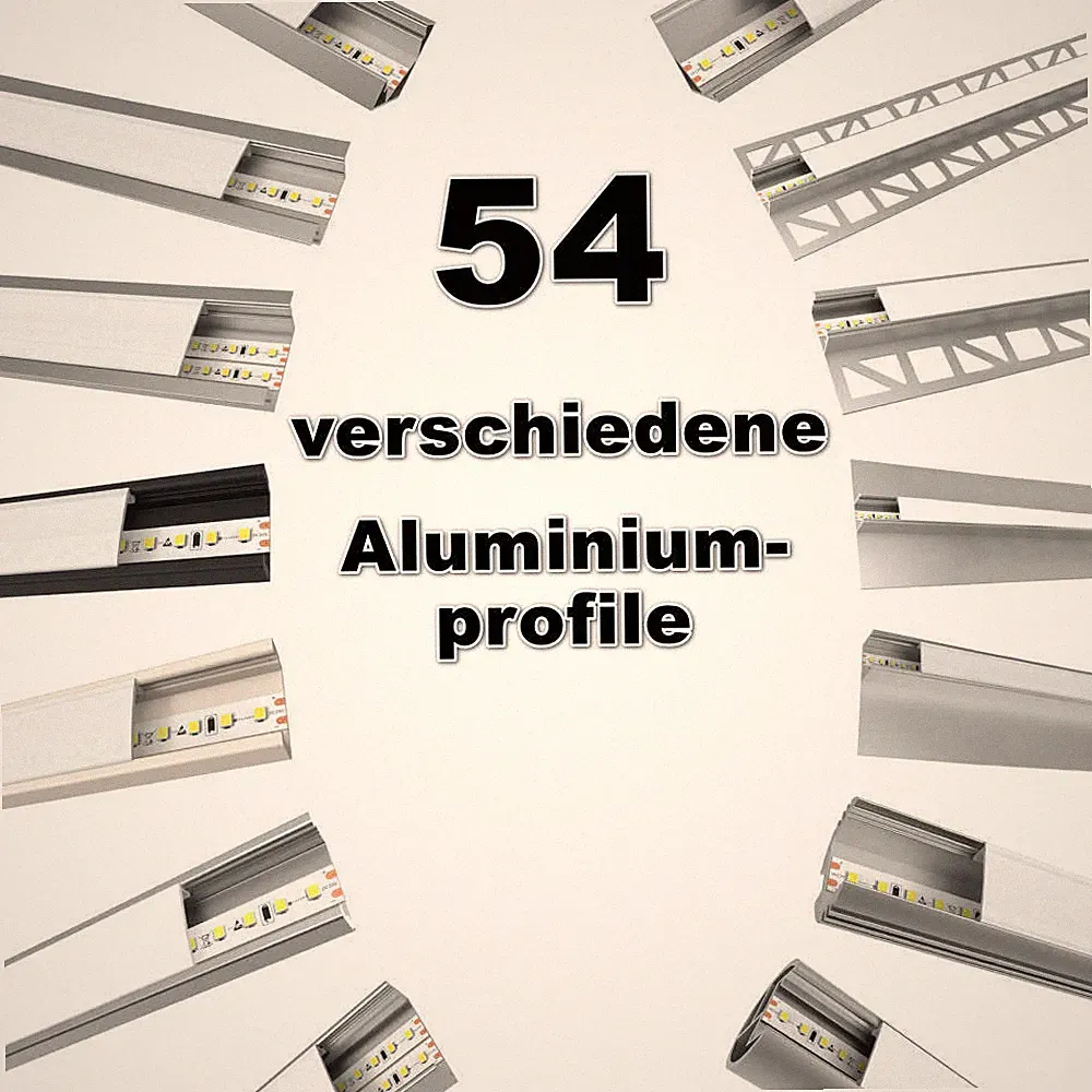 LED Aluminiumprofile Lichtleiste 2m in vielen Variationen mit Zubehör eloxiert
