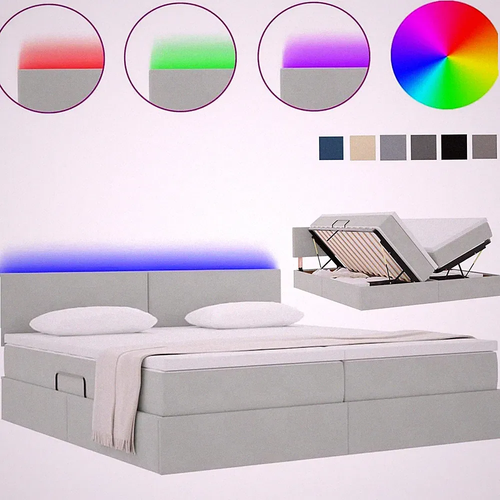 LED Bett mit Matratze Polsterbett Bettgestell Schlafzimmermöbel 180x200 200x200