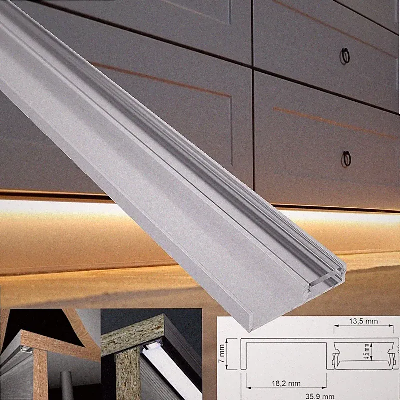 LED Leiste silber 1m 2m Profil SOCKELFUGE-13 für LED Streifen 12mm Küche Möbel