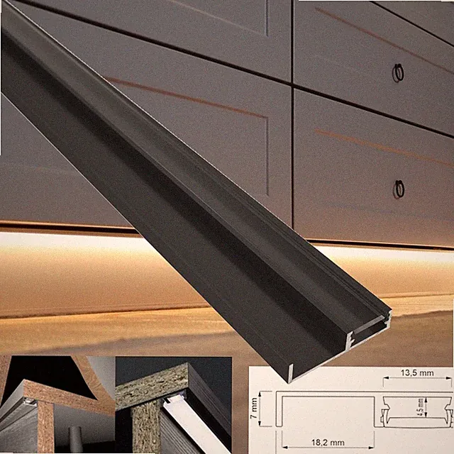 LED Profil Leiste für Strips schwarz Schattenfuge Unterschrank Hochschrank Küche
