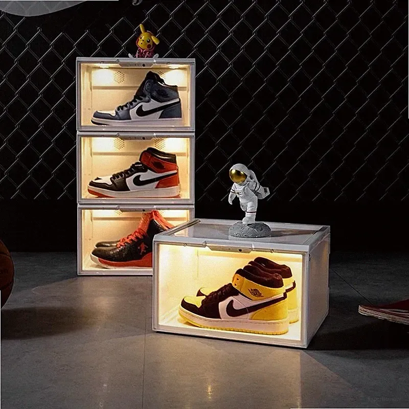 LED Sneaker Box | Schuhaufbewahrung Transparent | Schuhbox Stapelbar