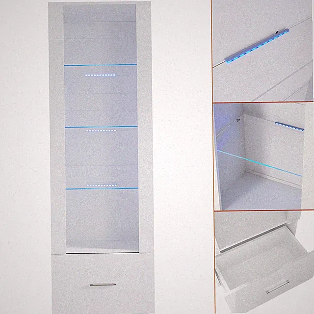 LED Vitrinenschrank 172cm Vitrine Standvitrine Wohnzimmerschrank Bücherschrank