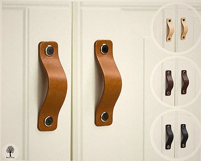 Leder Möbelgriffe, schrankgriffe, kommoden & kleiderschränke griffe bei 6,4 cm