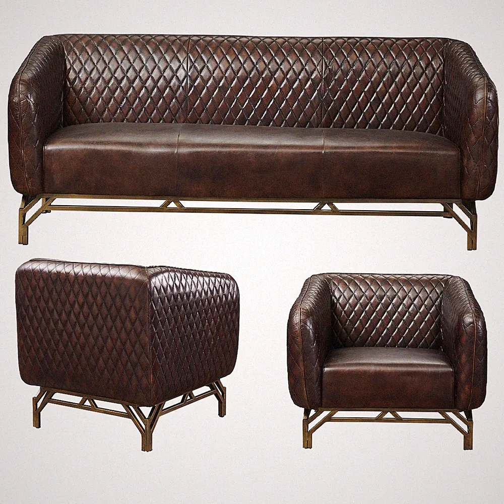 Ledergarnitur Fort William Sofa 3-Sitzer und 2 Clubsessel Polstermöbel 3+1+1