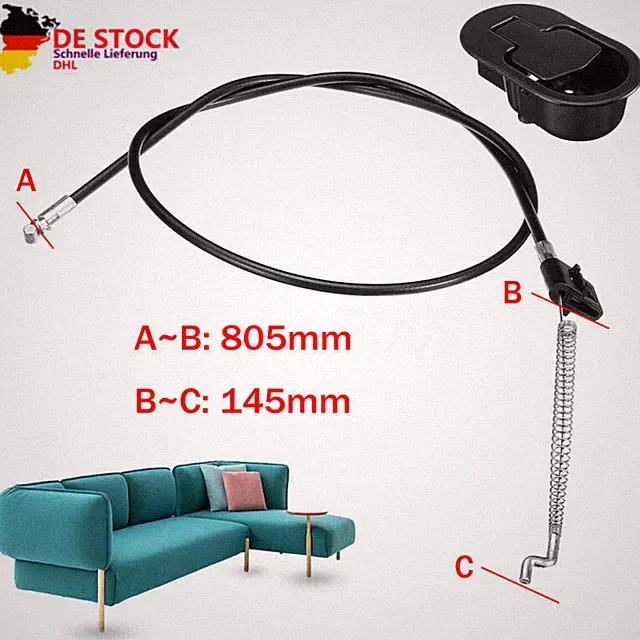 Lehnstuhl Ersatzteile Griff mit Kabel Sessel Sofa Couch Release Metall Zug DHL
