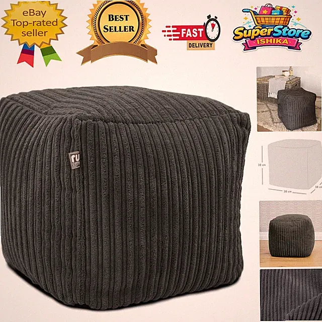 Leichter 38 cm Würfel Fußhocker mit kindersicheren Reißverschlüssen - Schiefergrau Eleganz