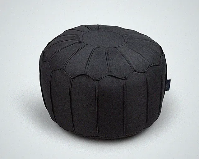 Leinenoptik runder marokkanischer Fußhocker Sitzsack Pouf Ottomane Sitz Paspel Kanten