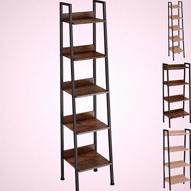 Leiterregal mit 4/5 Ebenen Standregal Bücherregal Regal Holz + Metall Industrie