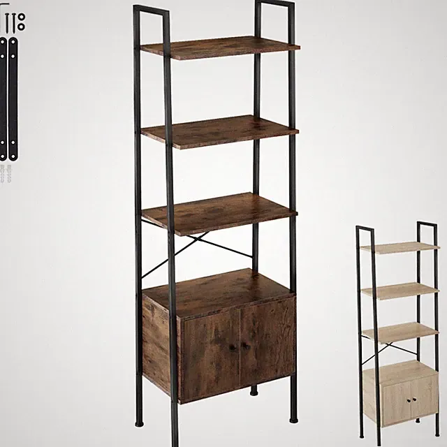 Leiterregal Regal 4 Ablagen Schrank Standregal Bücherregal Holz Metall Industrie