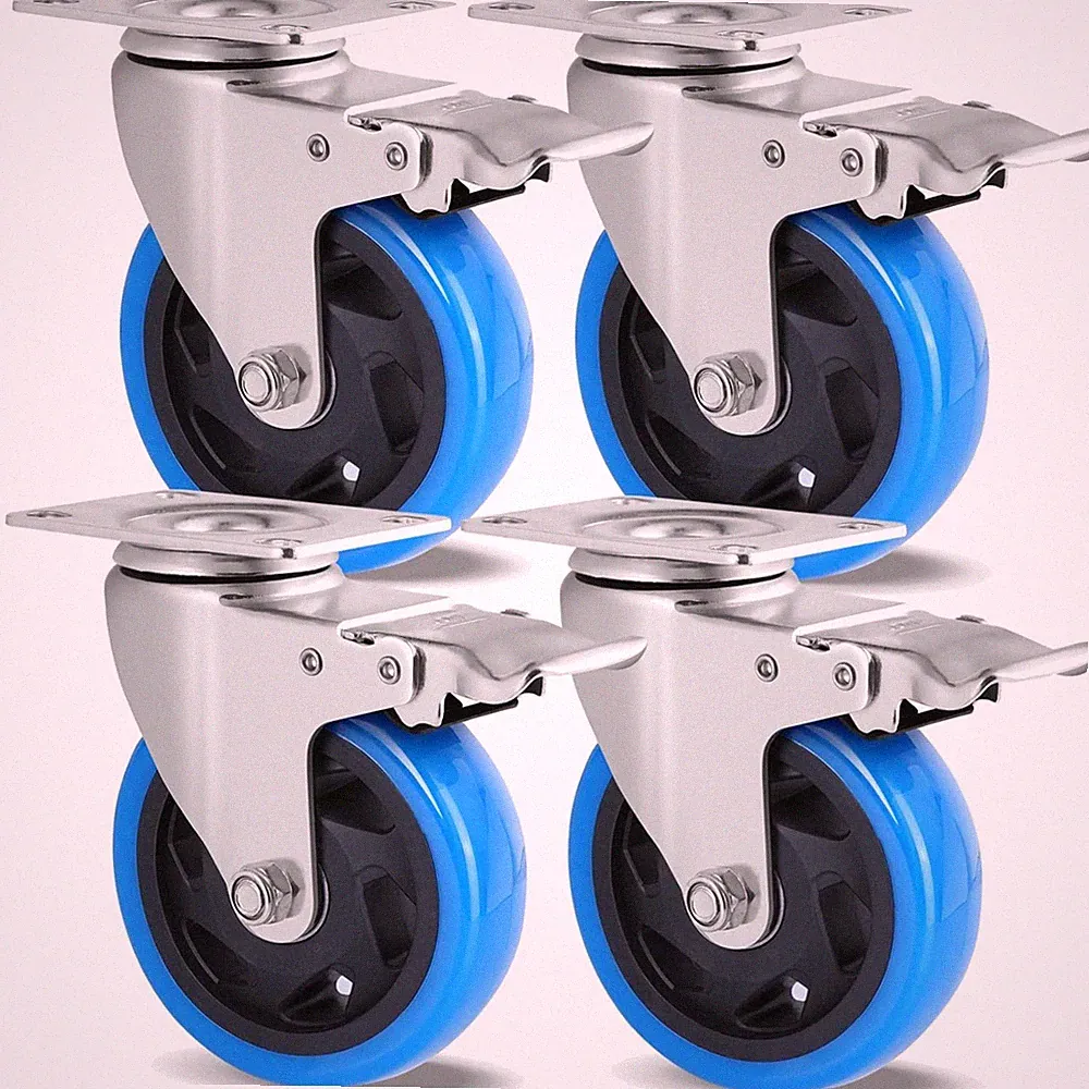 Lenkrollen 100mm mit Bremse, Schwerlastrollen 600 kg, Möbelrollen, Transportr...