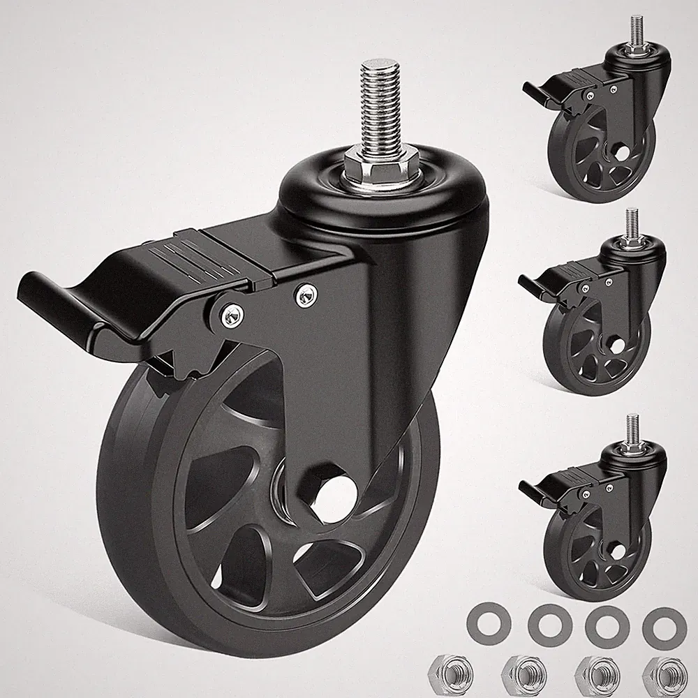 Lenkrollen 125mm mit Bremse 4 Stück Schwerlastrollen bis 700kg für Möbel Innen