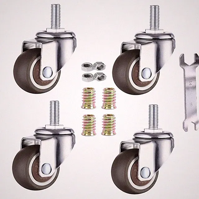 Lenkrollen 25mm M6x15mm Weichgummi TPE für Möbel Blumenständer 4 Stück