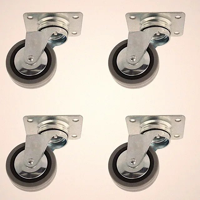 Lenkrollen 4er Set ø 60 mm mit Anschraubplatte Hartgummirollen Möbelrollen Grau