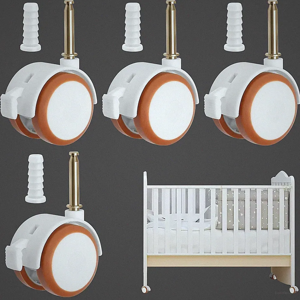 Lenkrollen Für Kindermöbel,4 Stück Rollensatz Gummil Kinderbett (Weiß) | Räder M