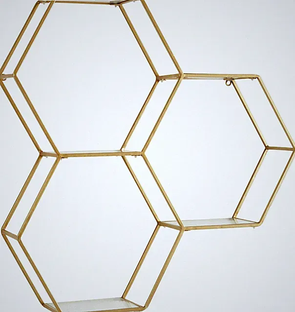 Leonique Wandregal Lenia Dekoregal gold Wanddeko Metall Sechseckig Dekoration