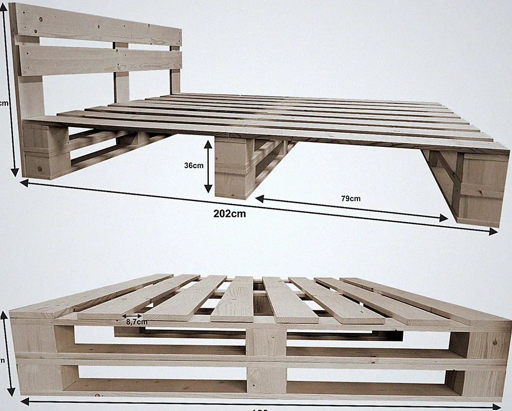 Lermowood Palettenbett M2 Erhöhte Komforthöhe 40 cm Massivholz Lattenrost