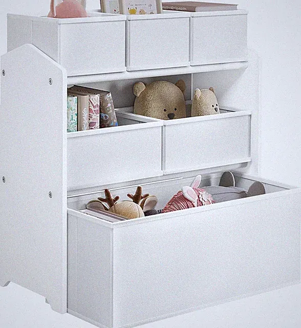 Lestarain Kinderzimmerregal Mit 6 Aufbewahrungsboxen, Spielzeug-Organizer jf0014