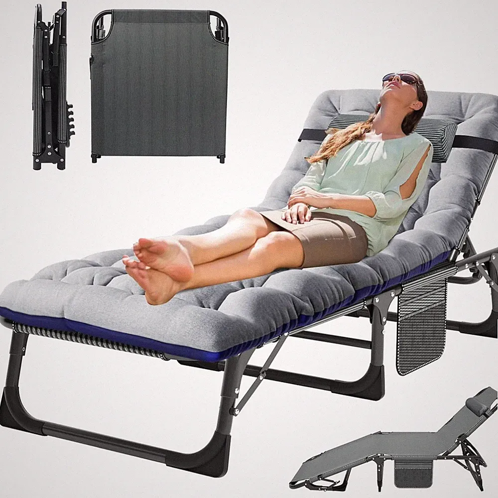 Liege Klappbar Gartenliege Sonnenliege Camping Bett Sitzmöbel mit Matratze