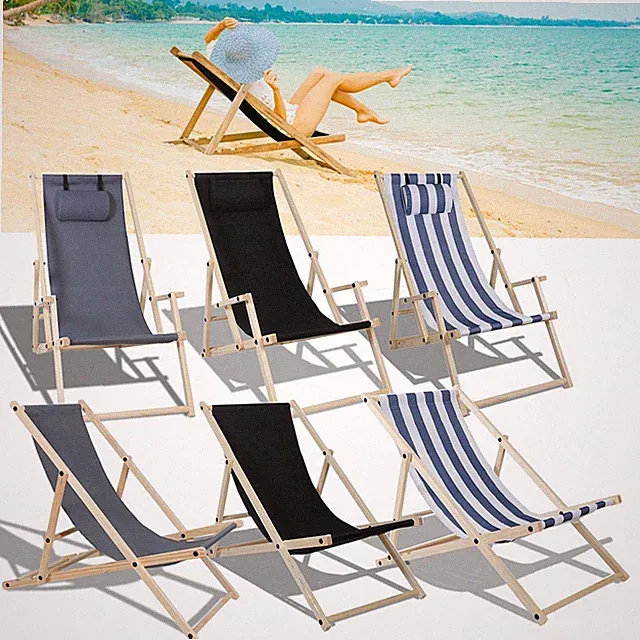 Liegestuhl Campingstuhl Klappbar Chair Liege Stoff Deck Holz Gartenliege