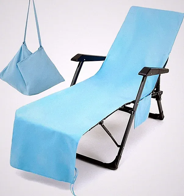 Liegestuhl Handtuch Einfarbig Mikrofaser Leicht Himmelblau für Strandliegen
