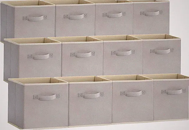 Lifewit 12x Faltbox Stoff 26,5x26,5x28cm Hellgrau, Aufbewahrungsbox Würfelregal