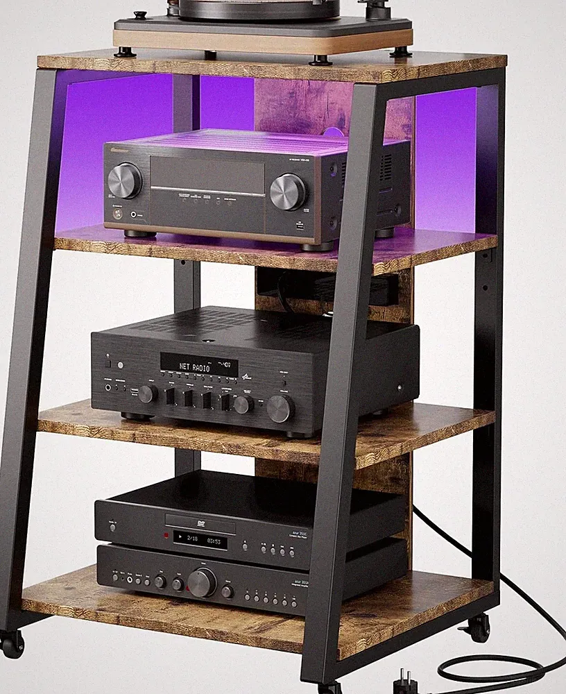 Lifewit 4-stufiger HiFi Regale mit Rädern und verstellbaren Ablage, 60 x 55 x