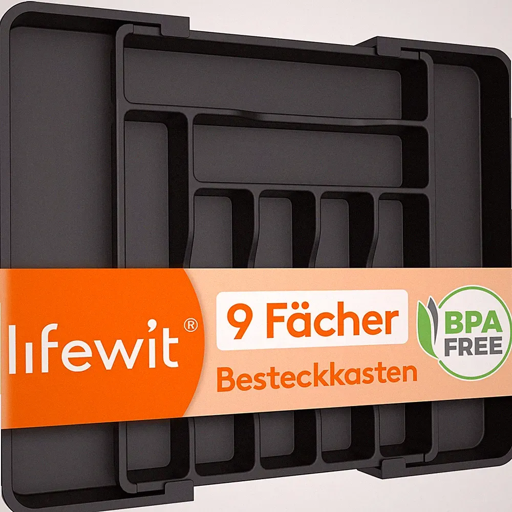 Lifewit Besteckkasten f??r Schublade, Verstellbarer Besteckhalter Kunststoff