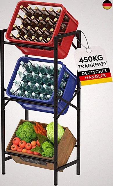 Lifewit Getränkekistenregal 3 Kisten hoch, Stabiles Kistenregal Metall trag.