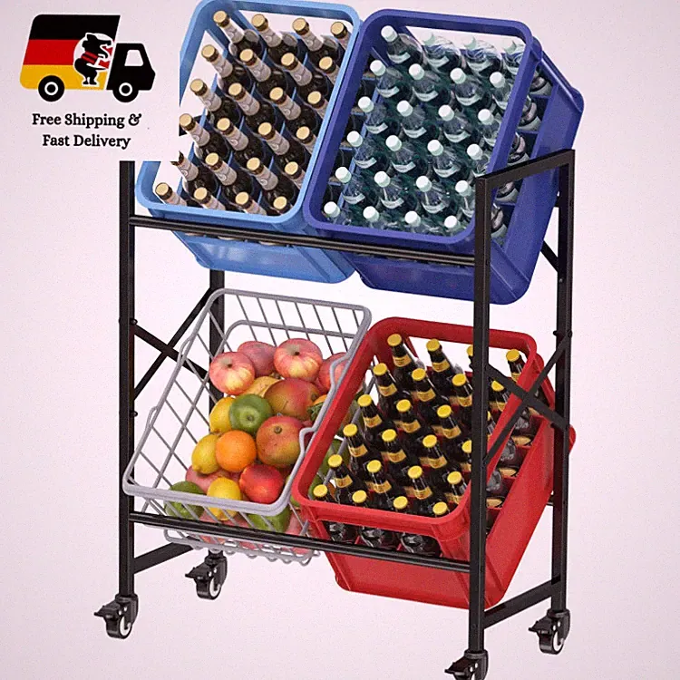 Lifewit Kistenregal Mit Rädern, Tragbares Getränke-Regal Schwarz 70x32x85,5 cm