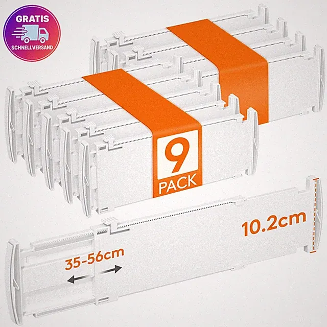 Lifewit Schubladentrenner 9 Stück 35-55cm verstellbar weiß Organizer Regal Büro