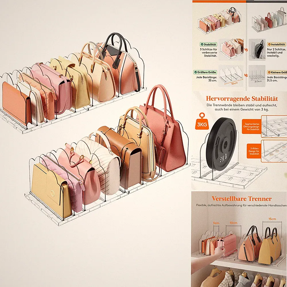 Lifewit Taschenorganizer Schrank 35x24cm Verstellbar Acryl