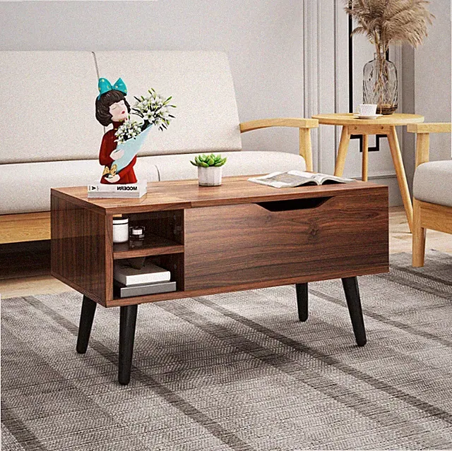Lift Top Couchtisch mit Fach, verstellbare Ablage, Federheber