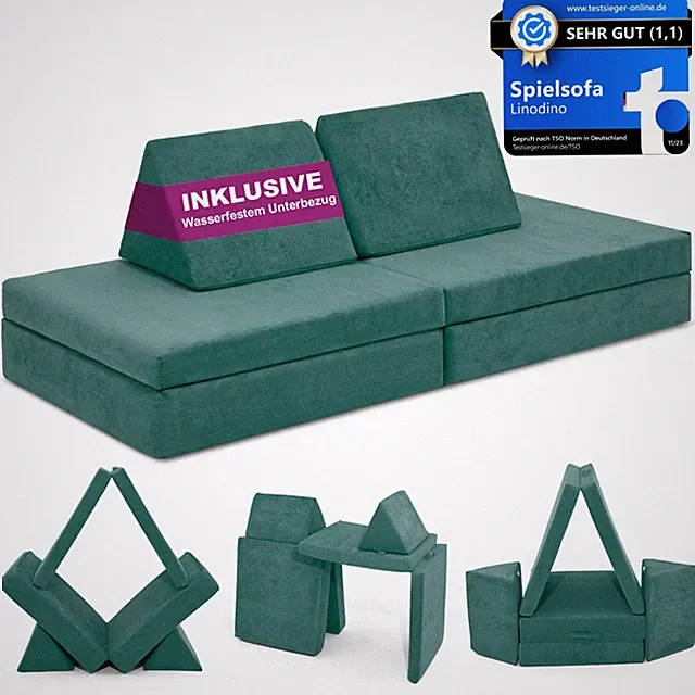 Linodino Spielsofa Kindersofa Schlaffunktion Schaumstoffbausteine Modulsofa