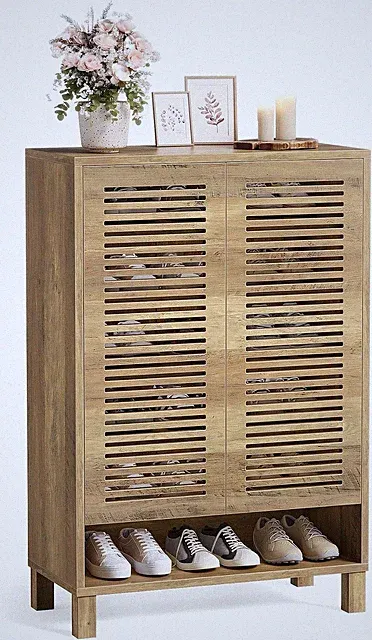 LITTLE TREE Schuhschrank 6 Fächer Holz Eiche Landhausstil