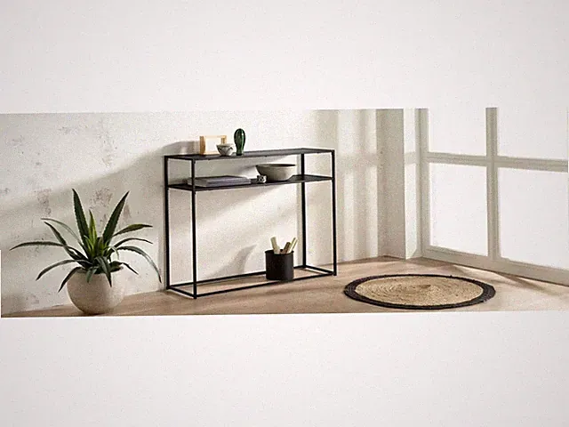 LIVARNO home Konsole im modernen Industrie-Design 2 Ablagen Regal Schwarz NEU