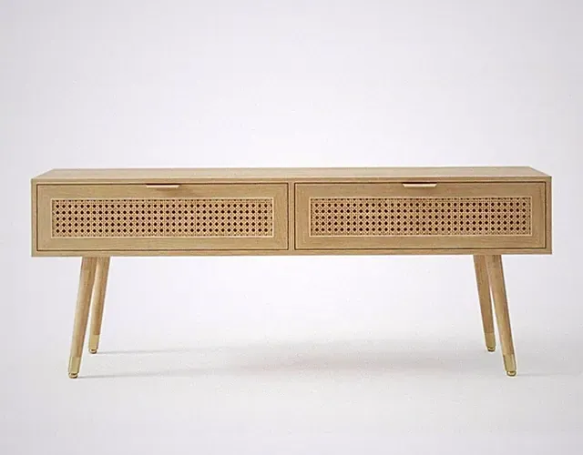 LIVING AT HOME Low Board Kommode Sideboard Holzoptik ca. L120 × B40 × H46 cm