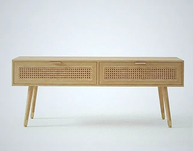 LIVING AT HOME Low Board Kommode Sideboard Holzoptik ca. L120 × B40 × H46 cm