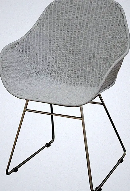 Loom-Sessel im Retro-Stil 50er-Clubsessel mit Edelstahl-Fußgestell (Weiss)