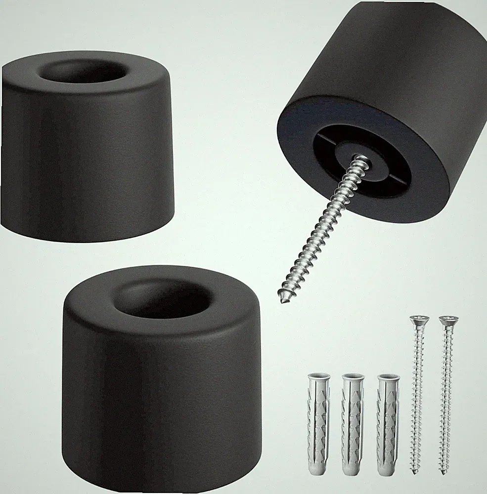 Loumaxx 3 Stück Türstopper Boden Zum Schrauben Aus Gummi - 3Er Set in Schwarz