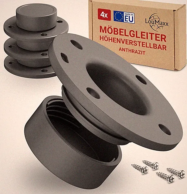 LouMaxx Möbelfüße höhenverstellbar– 4er Set Mini Schrank Füße aus robustem ABS-K