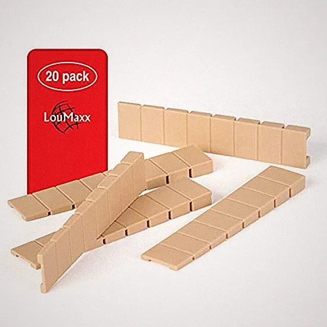 LouMaxx Möbelkeile 20er Set | Unterlegkeile 8 x 20 x 100 mm in Beige | Keile