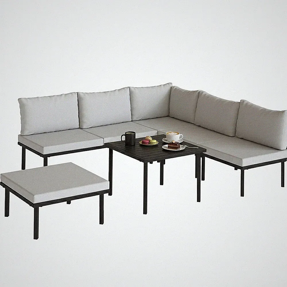 Lounge Gartenmöbel Set 5-6 Personen Gartenlounge Set mit 2 Sitzer Gartensofa